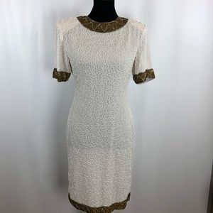 Robert Anthony Evening Dress Beaded 100% Silk Sz 4